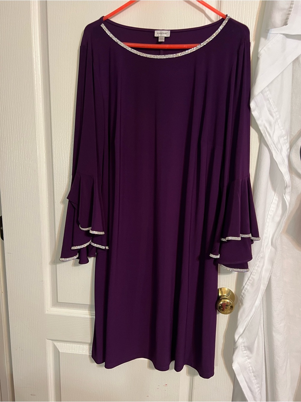 Avenue Purple Dress with Rhinestone Neckline